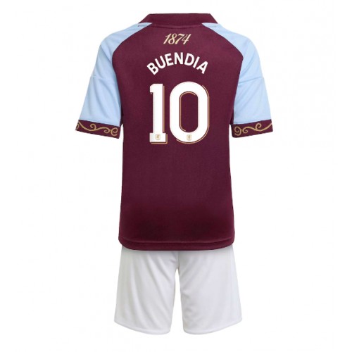 Otroški Nogometni dresi Aston Villa Emiliano Buendia #10 Domači 2025-26 Kratek Rokav (+ Kratke hlače)